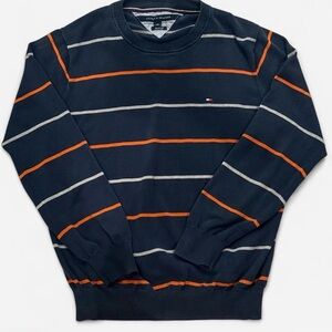 Tommy Hilfiger Men's Sweater with Orange and Gray Stripes